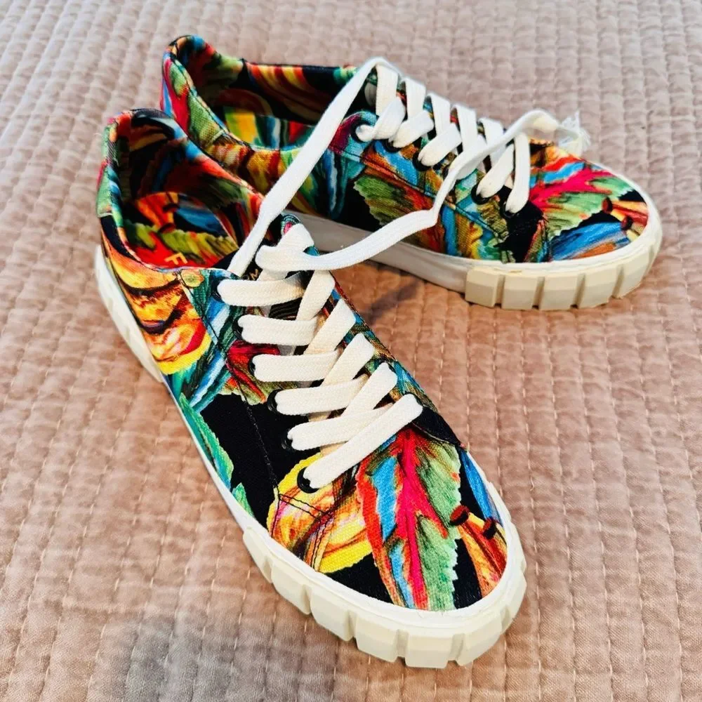 FARM RIO black banana print platform sneakers NWOT - Picture 5 of 9